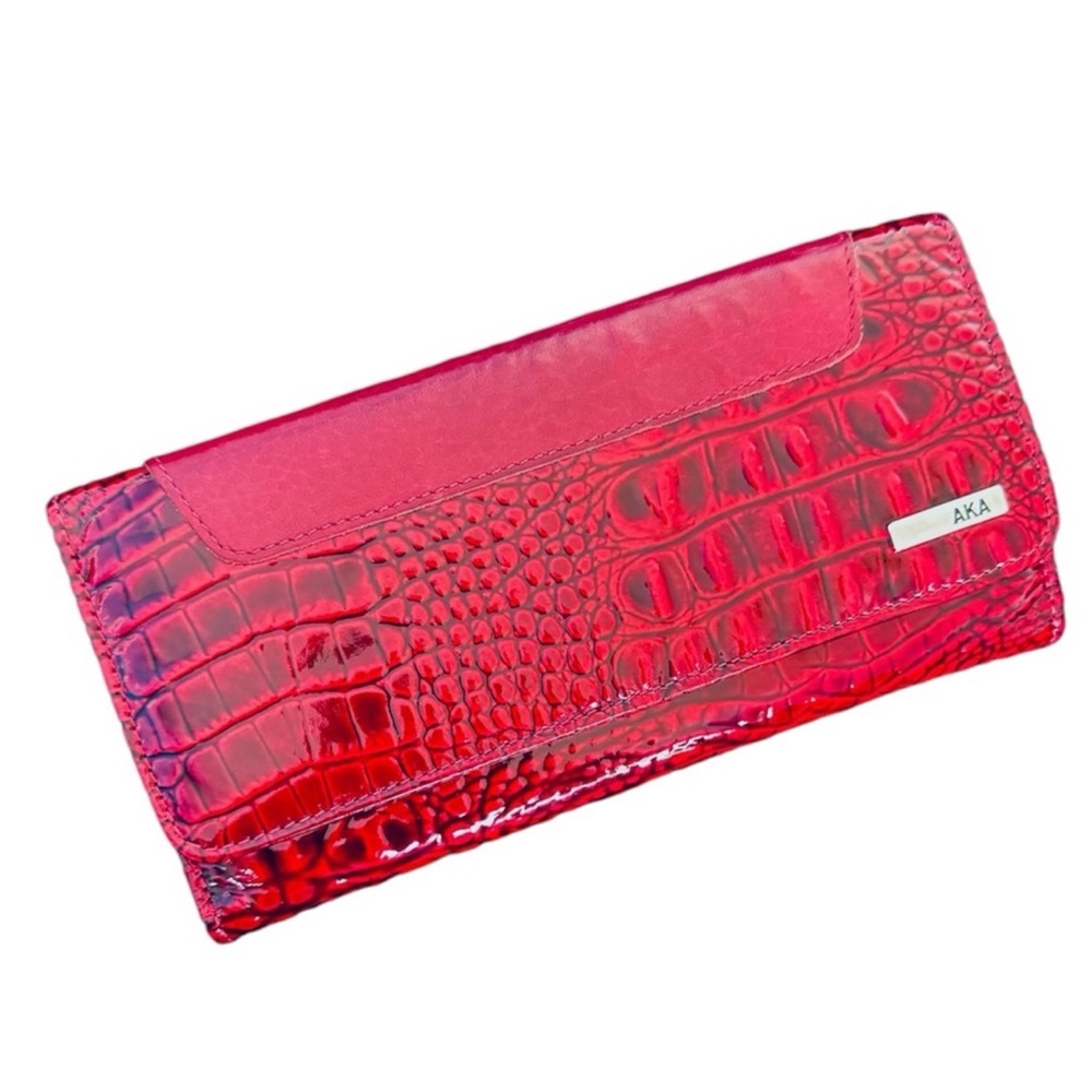 Wallet Red Patent Leather Crocodile Embossed Clutch